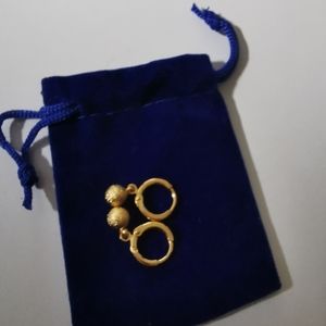 SOLD Gold plated ball dangling earrings